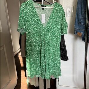 Green Floral V-Neck ASOS Dress NWT